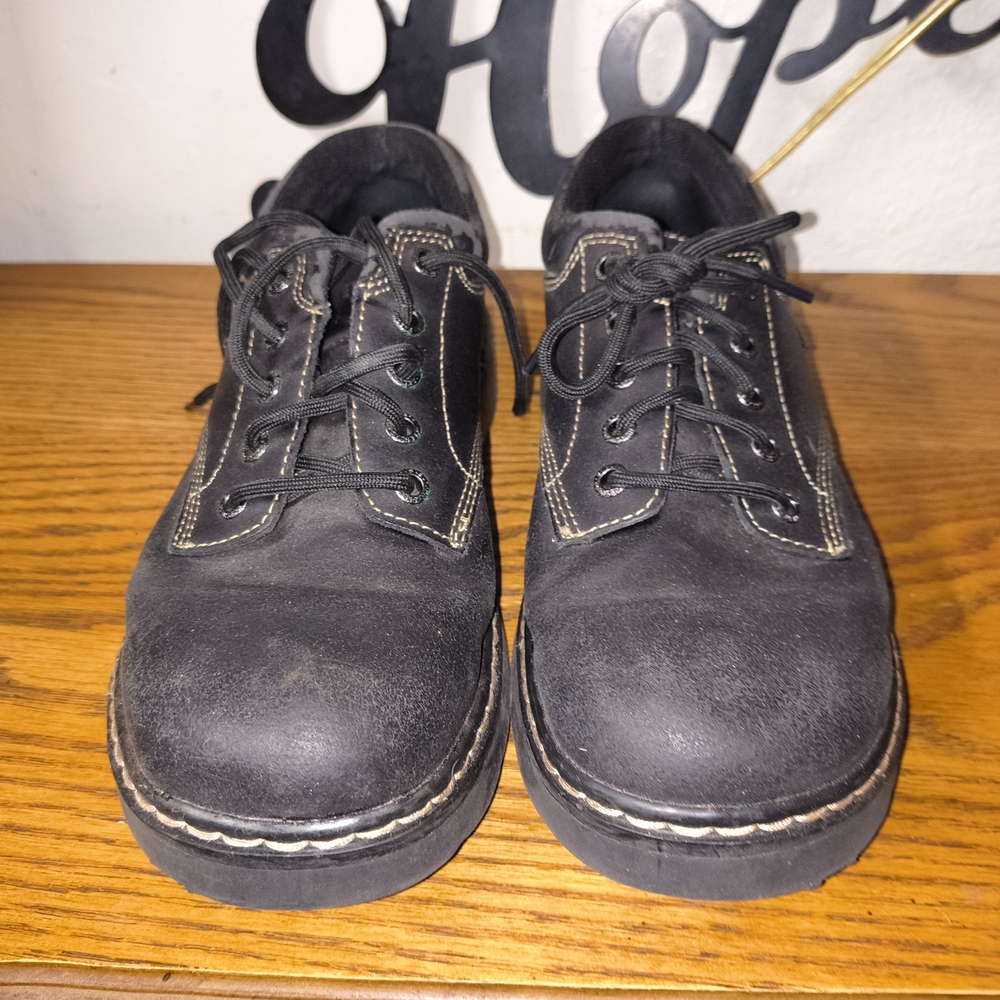 Skechers Black Lace-Up Slip-On Loafers with Contrast Stitching